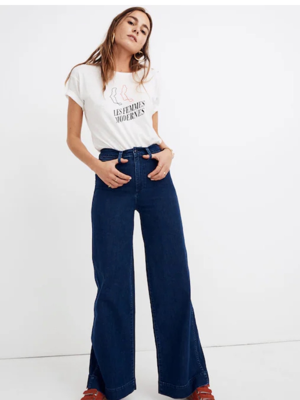 Emmett Wide-Leg High-Rise Jeans - in Agate Wash